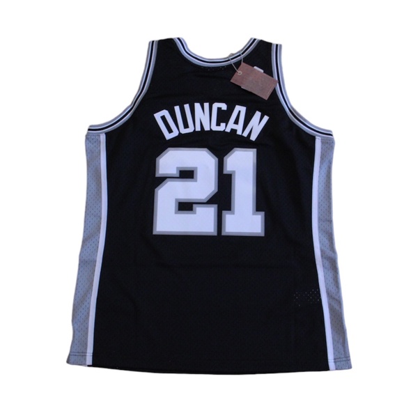 Tim Duncan #21 San Antonio Spurs Black Hardwood Classic Jersey Mitchell & Ness - Picture 2 of 3